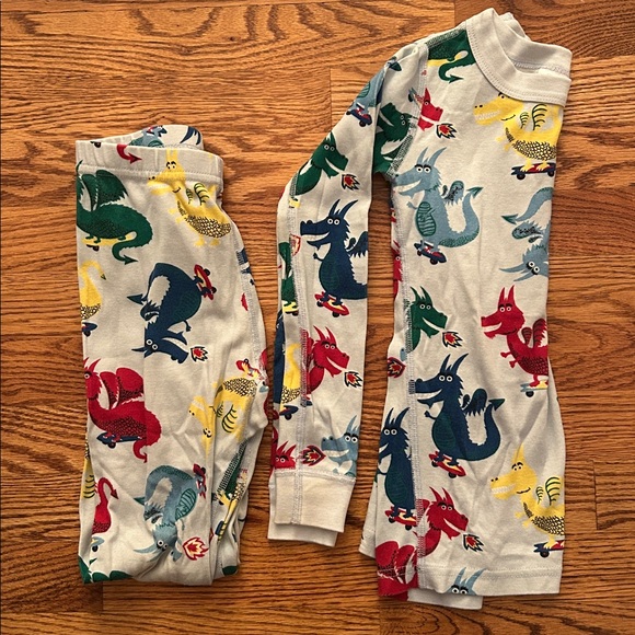 GUC Hanna Anderson kids Blue and White Pajama Set, size 6/7 - Picture 1 of 5